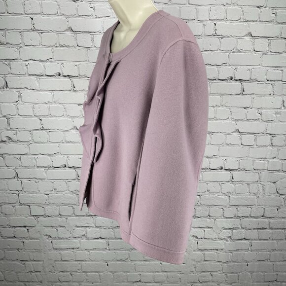 Talbots Purple Wool Blend Snapped Ruffle Closure Jacket Pockets Unlined Size 16 - Picture 14 of 14